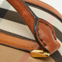 Pre Owned Burberry Brown Ochre House Check Fabric Medium Sactorial Alchester Bowler Bag