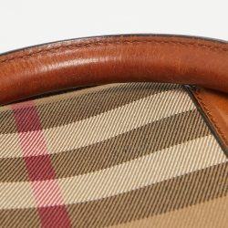 Pre Owned Burberry Brown Ochre House Check Fabric Medium Sactorial Alchester Bowler Bag
