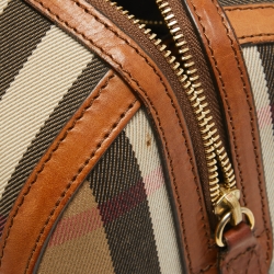 Pre Owned Burberry Brown Ochre House Check Fabric Medium Sactorial Alchester Bowler Bag