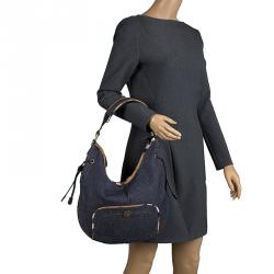 Pre Owned Burberry Navy Blue Denim Hobo