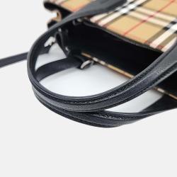 Pre Owned Burberry Plaid Print Medium Vintage Check Banner Tote Bag