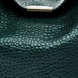 Pre Owned Burberry Emerald Green Grain Leather Lindburn Hobo