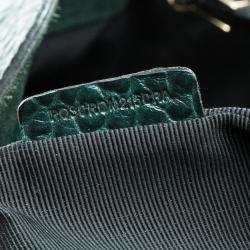 Pre Owned Burberry Emerald Green Grain Leather Lindburn Hobo