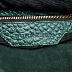 Pre Owned Burberry Emerald Green Grain Leather Lindburn Hobo