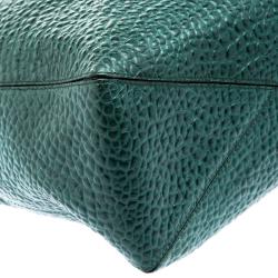 Pre Owned Burberry Emerald Green Grain Leather Lindburn Hobo
