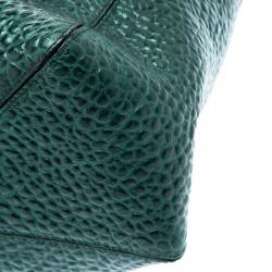 Pre Owned Burberry Emerald Green Grain Leather Lindburn Hobo