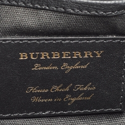 Pre Owned Burberry Black/Beige House Check Canvas and Leather Abbingdon Clutch Bag