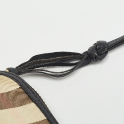 Pre Owned Burberry Black/Beige House Check Canvas and Leather Abbingdon Clutch Bag