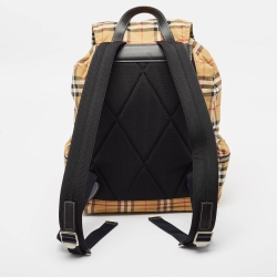 Burberry Beige/Black Vintage Check Nylon Large Rucksack Backpack