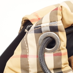 Burberry Beige/Black Vintage Check Nylon Large Rucksack Backpack
