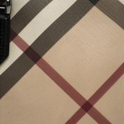 Pre Owned Burberry Beige/Black Nova Check Coated Canvas Nickie Tote