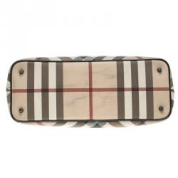 Pre Owned Burberry Beige/Black Nova Check Coated Canvas Nickie Tote