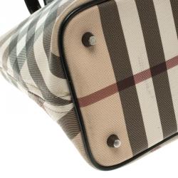 Pre Owned Burberry Beige/Black Nova Check Coated Canvas Nickie Tote