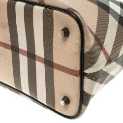 Pre Owned Burberry Beige/Black Nova Check Coated Canvas Nickie Tote