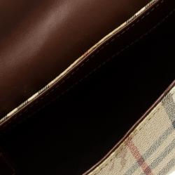 Pre Owned Burberry Copper Haymarket Check PVC Shoulder Bag