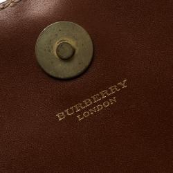 Pre Owned Burberry Copper Haymarket Check PVC Shoulder Bag