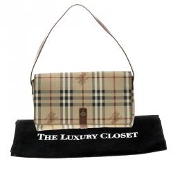 Pre Owned Burberry Copper Haymarket Check PVC Shoulder Bag