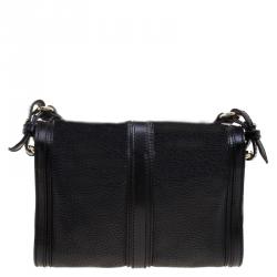 Pre Owned Burberry Black Pebbled Leather Shoulder Bag