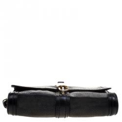 Pre Owned Burberry Black Pebbled Leather Shoulder Bag
