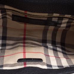 Pre Owned Burberry Black Pebbled Leather Shoulder Bag