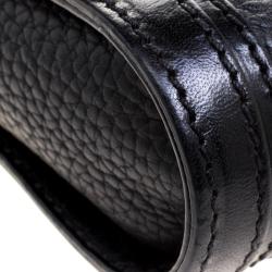 Pre Owned Burberry Black Pebbled Leather Shoulder Bag