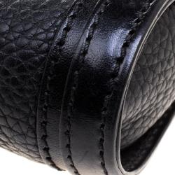 Pre Owned Burberry Black Pebbled Leather Shoulder Bag