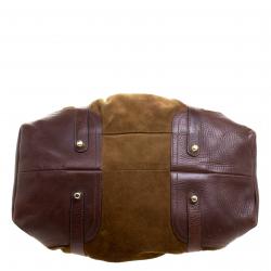 Pre Owned Burberry Brown Suede and Leather Drawstring Hobo