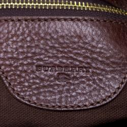 Pre Owned Burberry Brown Suede and Leather Drawstring Hobo