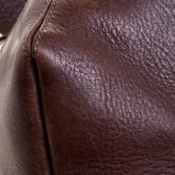 Pre Owned Burberry Brown Suede and Leather Drawstring Hobo