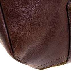 Pre Owned Burberry Brown Suede and Leather Drawstring Hobo
