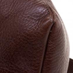 Pre Owned Burberry Brown Suede and Leather Drawstring Hobo