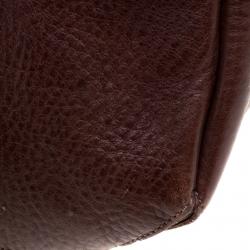 Pre Owned Burberry Brown Suede and Leather Drawstring Hobo