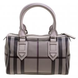 Pre Owned Burberry Beige Smoked Check PVC Chester Bowling Bag