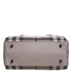 Pre Owned Burberry Beige Smoked Check PVC Chester Bowling Bag