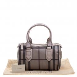 Pre Owned Burberry Beige Smoked Check PVC Chester Bowling Bag