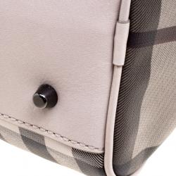 Pre Owned Burberry Beige Smoked Check PVC Chester Bowling Bag