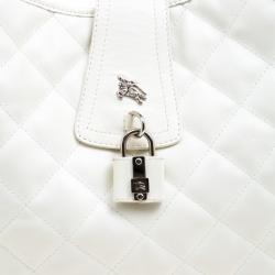 Pre Owned Burberry White Quilted Leather Brooke Hobo
