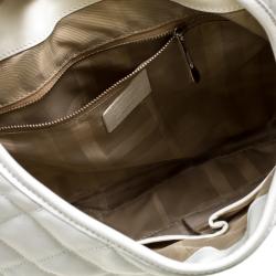 Pre Owned Burberry White Quilted Leather Brooke Hobo