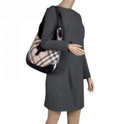 Pre Owned Burberry Black Nova Check PVC Brooke Hobo