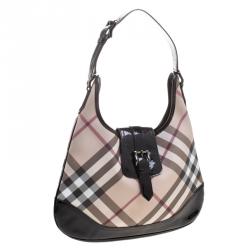 Pre Owned Burberry Black Nova Check PVC Brooke Hobo