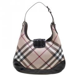 Pre Owned Burberry Black Nova Check PVC Brooke Hobo