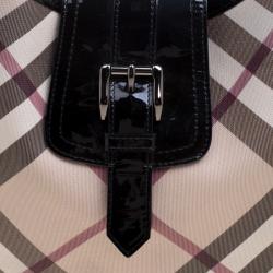 Pre Owned Burberry Black Nova Check PVC Brooke Hobo