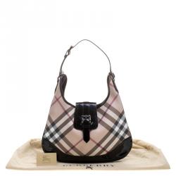 Pre Owned Burberry Black Nova Check PVC Brooke Hobo