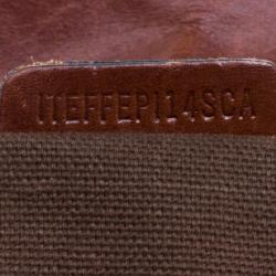 Pre Owned Burberry Brown Leather Bridle House Check Canvas Satchel