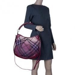 Pre Owned Burberry Pink Nova Pop Check Craigwell Shoulder Bag