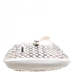 Pre Owned Burberry White House Check Patent Leather and PVC Brooke Hobo