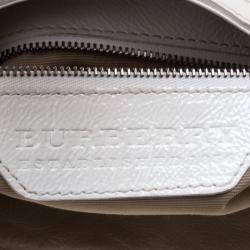Pre Owned Burberry White House Check Patent Leather and PVC Brooke Hobo