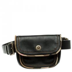Pre Owned Burberry Black Leather Belt Bag