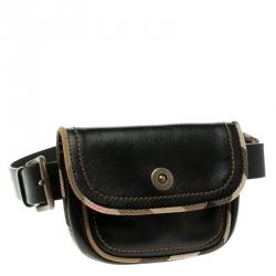 Pre Owned Burberry Black Leather Belt Bag