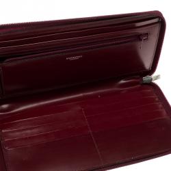 Pre Owned محفظة أجندة بربري كانفاس كاروهات هاي ماركت أحمر مقوى بسحاب محيط